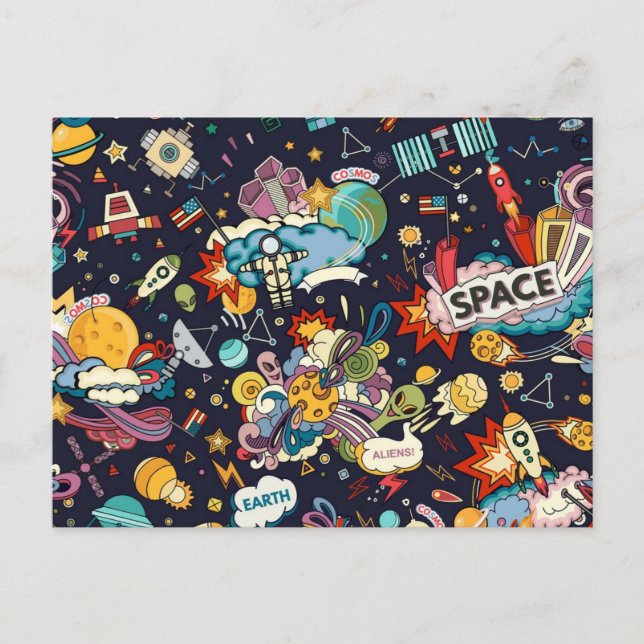 Weltraummuster Postkarte (Vorderseite)
