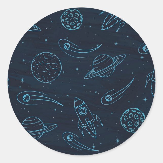 Weltraummuster Runder Aufkleber (Vorderseite)