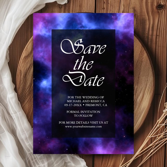 Weltraumnebel Lila Galaxie Hochzeit Save The Date (Von Creator hochgeladen)