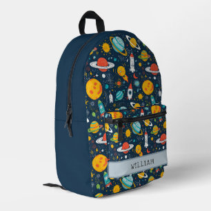 Weltraumobjekt und Raketen Kinder zurück in die Sc Bedruckter Rucksack