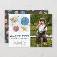 Weltraumplaner Wasserfarbe 4. Geburtstags-Foto