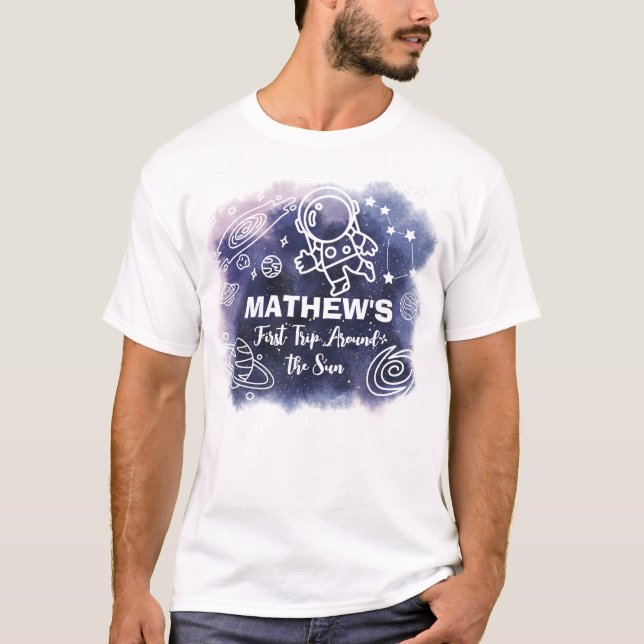 Weltraumplaneten Astronaut Geburtstagsfamilie Vate T-Shirt (Vorderseite)