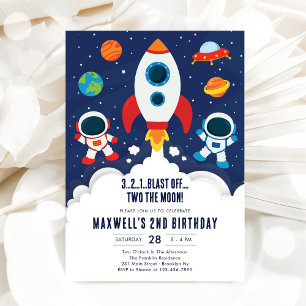 Weltraumplaneten Astronaut Jungen Geburtstag Einladung