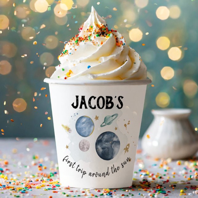 Weltraumplaneten Galaxy Erste Reise Junge Geburtst Pappbecher (Von Creator hochgeladen)