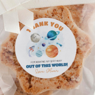 Weltraumplaneten Geburtstagsparty Runder Aufkleber