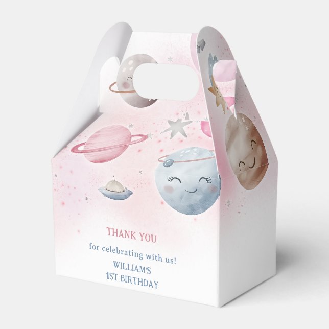 Weltraumplaneten Junge Galaxy Erste Reise Geburtst Geschenkschachtel (Vorderseite)