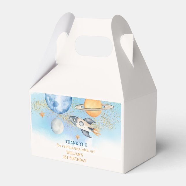 Weltraumplaneten Junge Galaxy Erste Reise Geburtst Geschenkschachtel (Vorderseite)