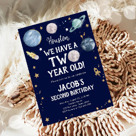 Weltraumplaneten Junge zum zweiten Geburtstag Einl Einladung