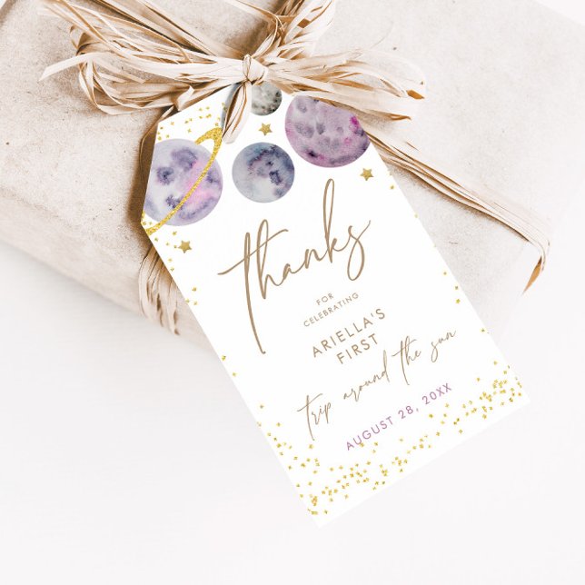 Weltraumplaneten - Mädchen 1. Geburtstag Gefallen Geschenkanhänger (Von Creator hochgeladen)