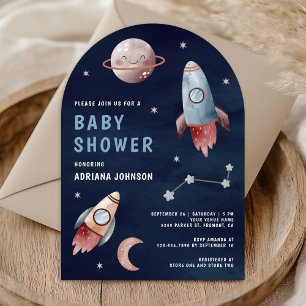Weltraumplaneten Raketenmarine Baby Shower Einladung