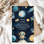 Weltraumplaneten Raketennavy Bücher für Baby Begleitkarte<br><div class="desc">Fügen Sie Ihrer Babydusche eine herzliche Touch mit unserer Raumdusche "Books for Baby" Aufsteckkarte hinzu. Diese Karte lädt die Gäste dazu ein, beim Aufbau der kleinen Bücherei mitzuwirken, indem sie ein geliebtes Buch anstelle einer Karte mitbringt - und Erinnerungen zu schaffen, die ein Leben lang dauern. Features: Bezauberndes Design: Navy-blue...</div>