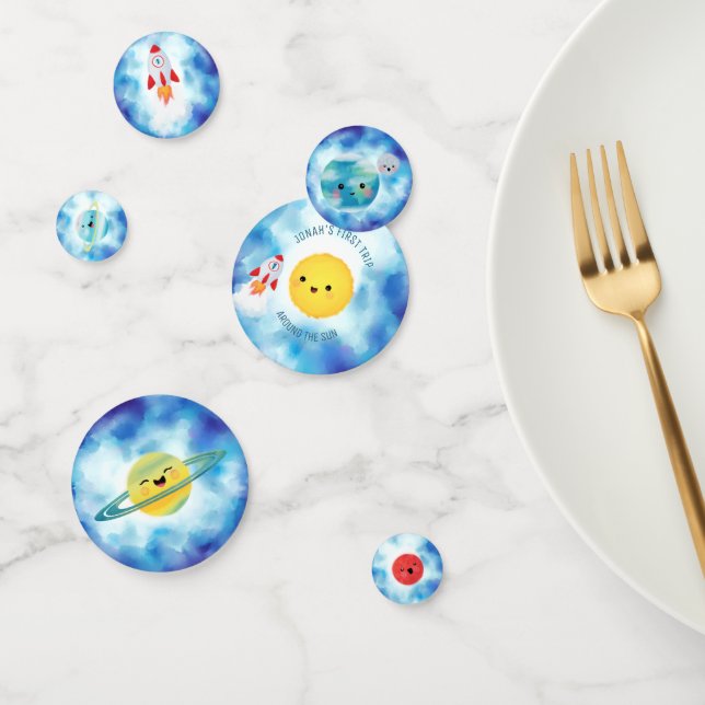 Weltraumplanets-Raketenschiff zum Geburtstag Konfetti (Gruppe)