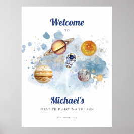 Weltraumrakete Erste Geburtstagskarte Poster