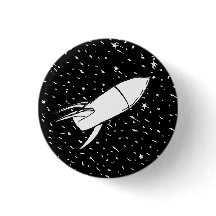 Weltraumrakete im Sternenfeld Retro-Vintage