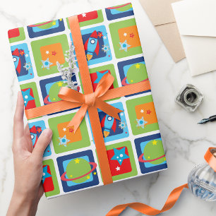 Weltraumrakete und Planetenpapier Geschenkpapier