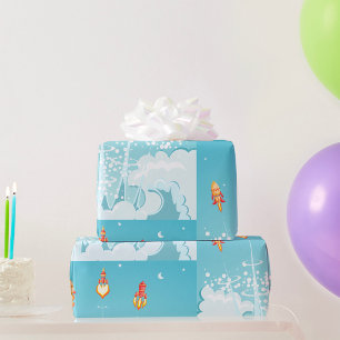 Weltraumraketen explodieren geschenkpapier