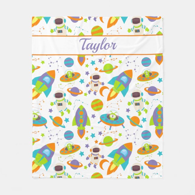 Weltraumraketenastronautenkinder Fleecedecke (Vorderseite)