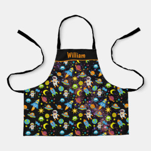 Weltraumraketenplanet schwarz schürze