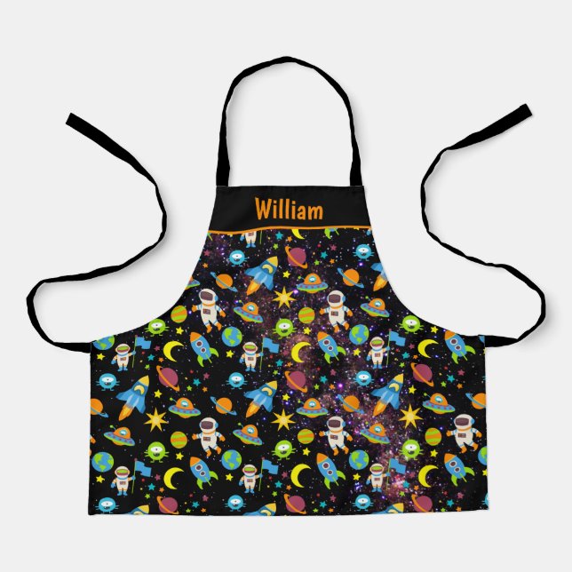 Weltraumraketenplanet schwarz schürze (Vorderseite)