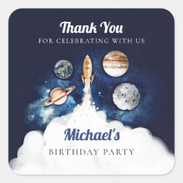 Weltraumraketenplaneten Galaxie Quadratischer Aufkleber