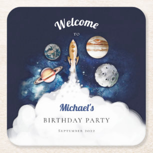 Weltraumraketenplaneten Galaxy Paper-Teller Rechteckiger Pappuntersetzer