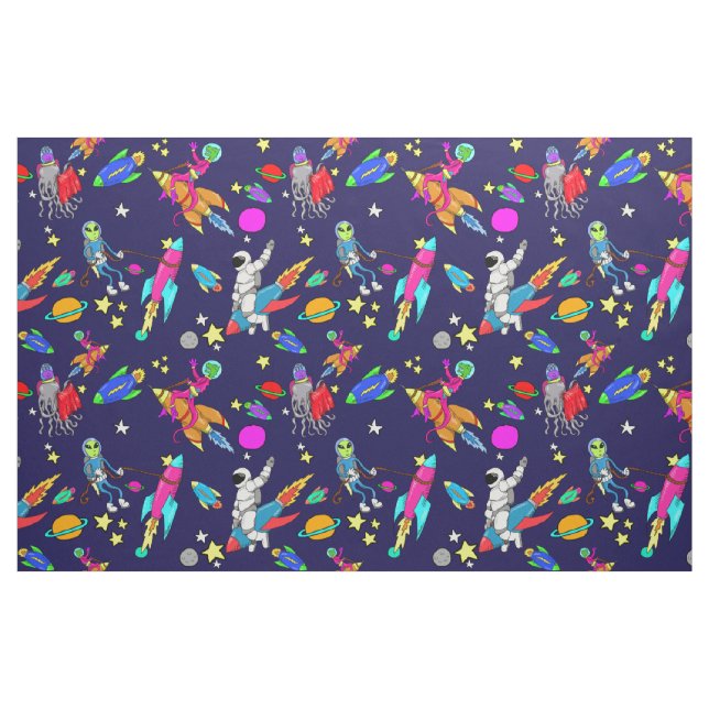 Weltraumraketenrodeo-alien-Astronautengewebe Stoff (Yard (91,4 cm))