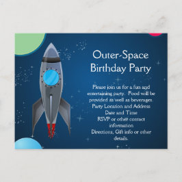 Weltraumraketenschiff Einladungspostkarte