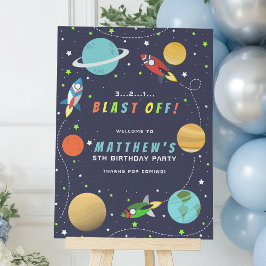 Weltraumraketenschiff Geburtstagsparty Poster