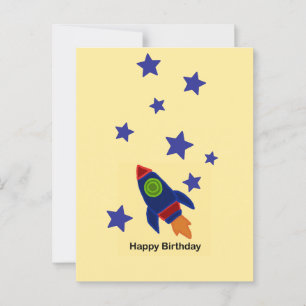 🚀 Weltraumraketenschiff zum Geburtstag glücklich Postkarte