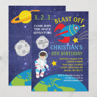 Weltraumraubenschlag zum Geburtstag Einladung