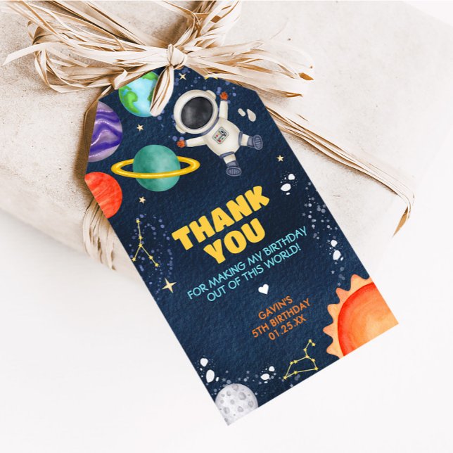 Weltraumreise Geburtstagsparty Fvor Tags Geschenkanhänger (Trip Around the Sun Outer Space Birthday Party Favor Tags)