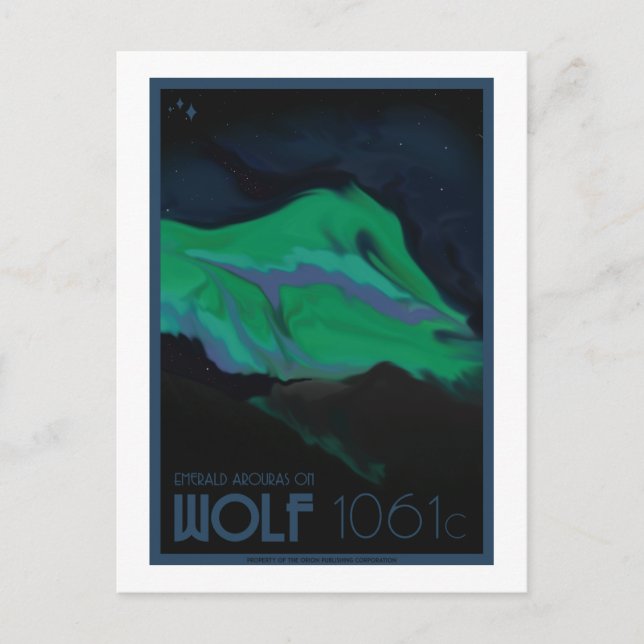 Weltraumreisekarte - Wolf 1061c Postkarte (Vorderseite)