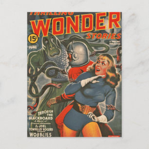 Weltraumreisende, die vom Tentacle-Monster angegri Postkarte