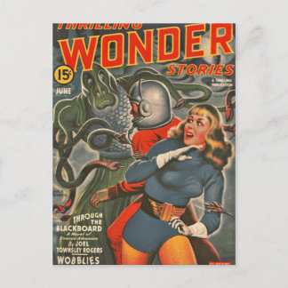 Weltraumreisende, die vom Tentacle-Monster angegri Postkarte