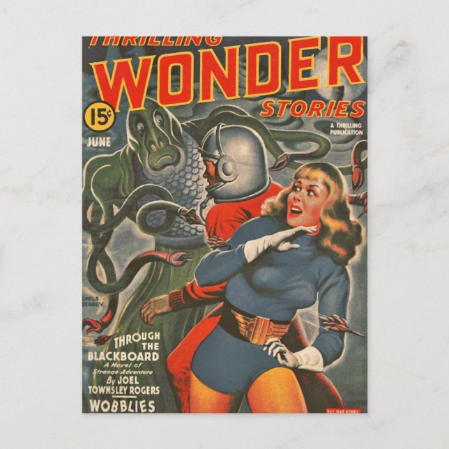 Weltraumreisende, die vom Tentacle-Monster angegri Postkarte (Vorderseite)