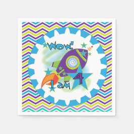 Weltraumschiff 4. Geburtstag Papier Napkins Serviette