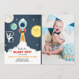 Weltraumschiff Boy 1. Geburtstag Einladung