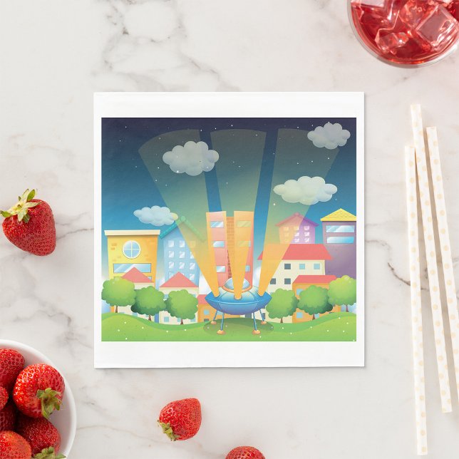 Weltraumschiff in der City Paper Napkins Serviette (Von Creator hochgeladen)