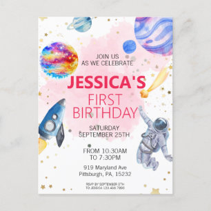 Weltraumschiff-Planet Postkarte