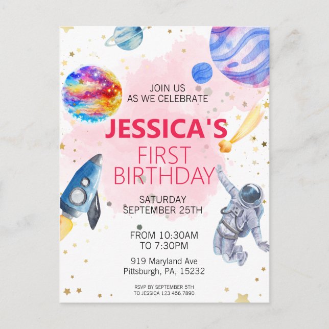 Weltraumschiff-Planet Postkarte (Vorderseite)