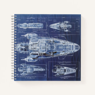 Weltraumschiff-Sci-Fi-Diagramm Notizbuch