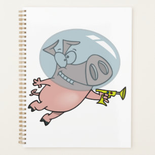 Weltraumschwein mit Strahlenpistole Lustiger Astro Planer