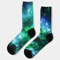 Weltraumsocken - Blaues Green Star-Muster
