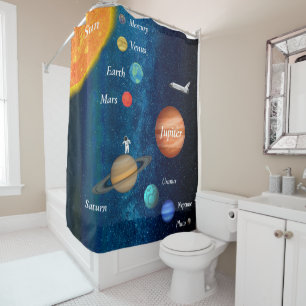 Weltraumsolarsystem Astronautenraumschiff Duschvorhang