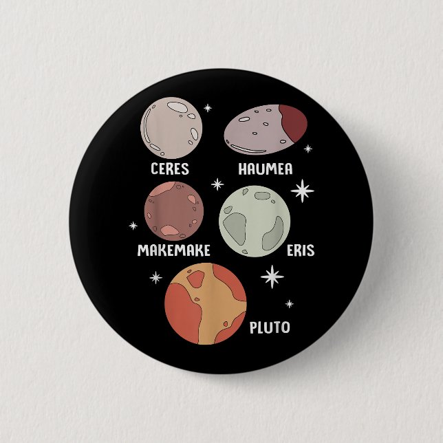 Weltraumsolarsystem Zwergplaneten für Kinder Button (Vorderseite)