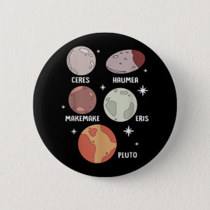 Weltraumsolarsystem Zwergplaneten für Kinder Button