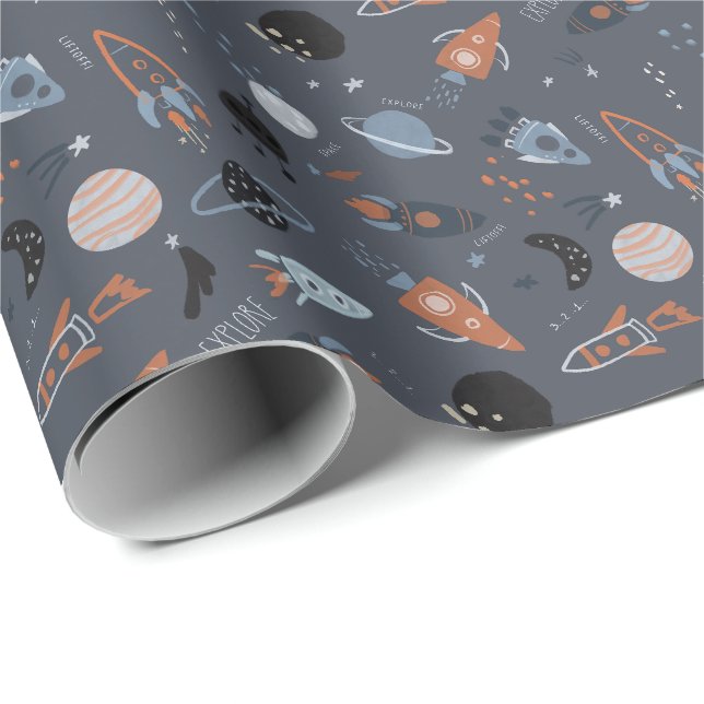 Weltraumstart Geschenkpapier (Rolleneckpunkt)