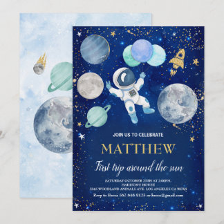 Weltraumtag zum ersten Geburtstag Einladung