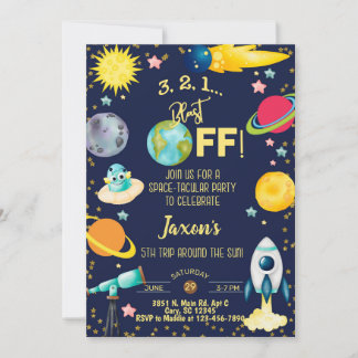 Weltraumtakulärer Junge, Einladung zum 5. Geburtst