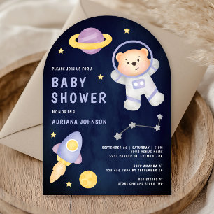 Weltraumteddy Bären Astronaut Navy Baby Dusche Einladung